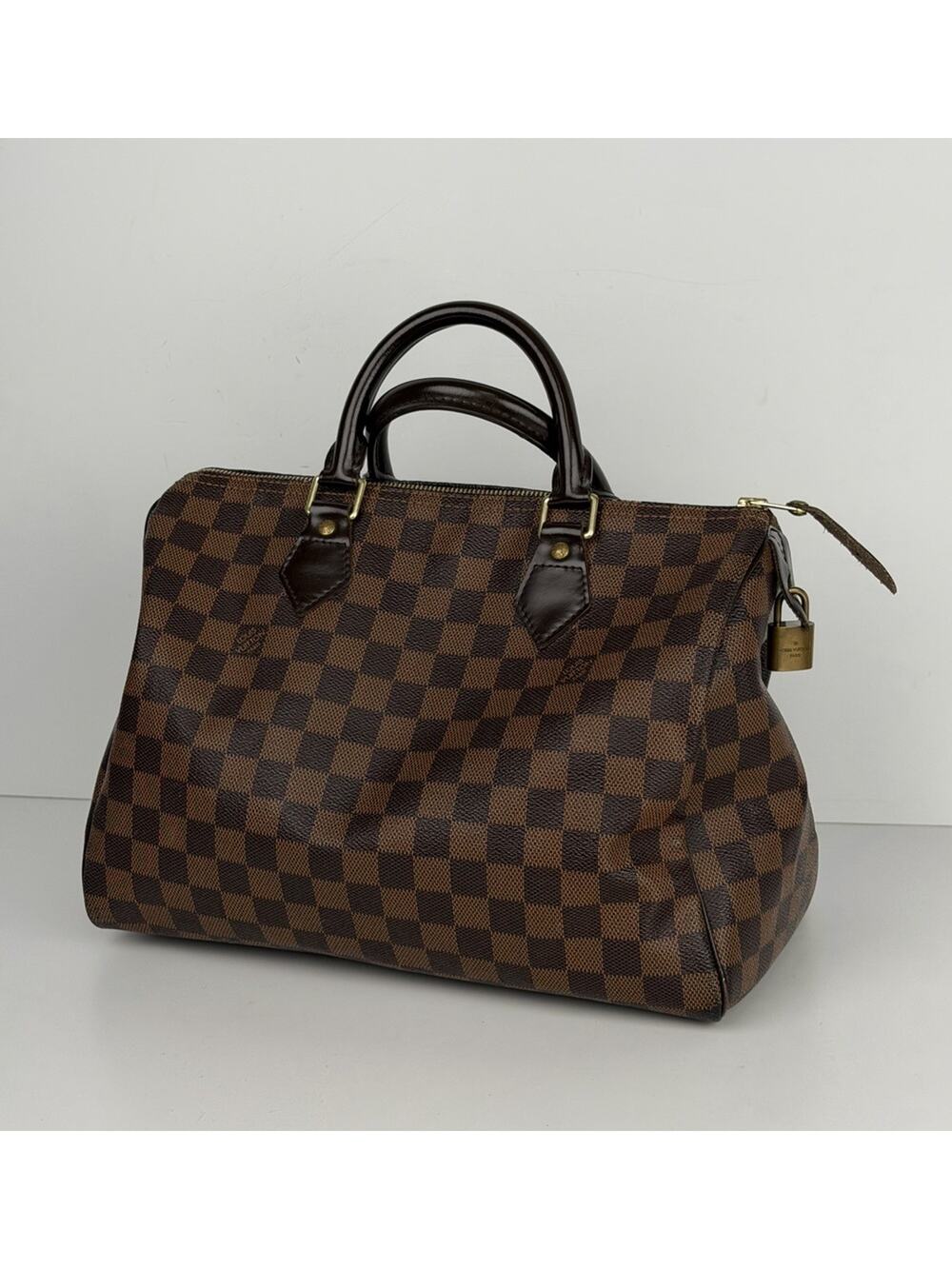 Louis Vuitton Speedy Shoulder Bag 30 Damier Ebene Canvas & Red Interior 2011 S22